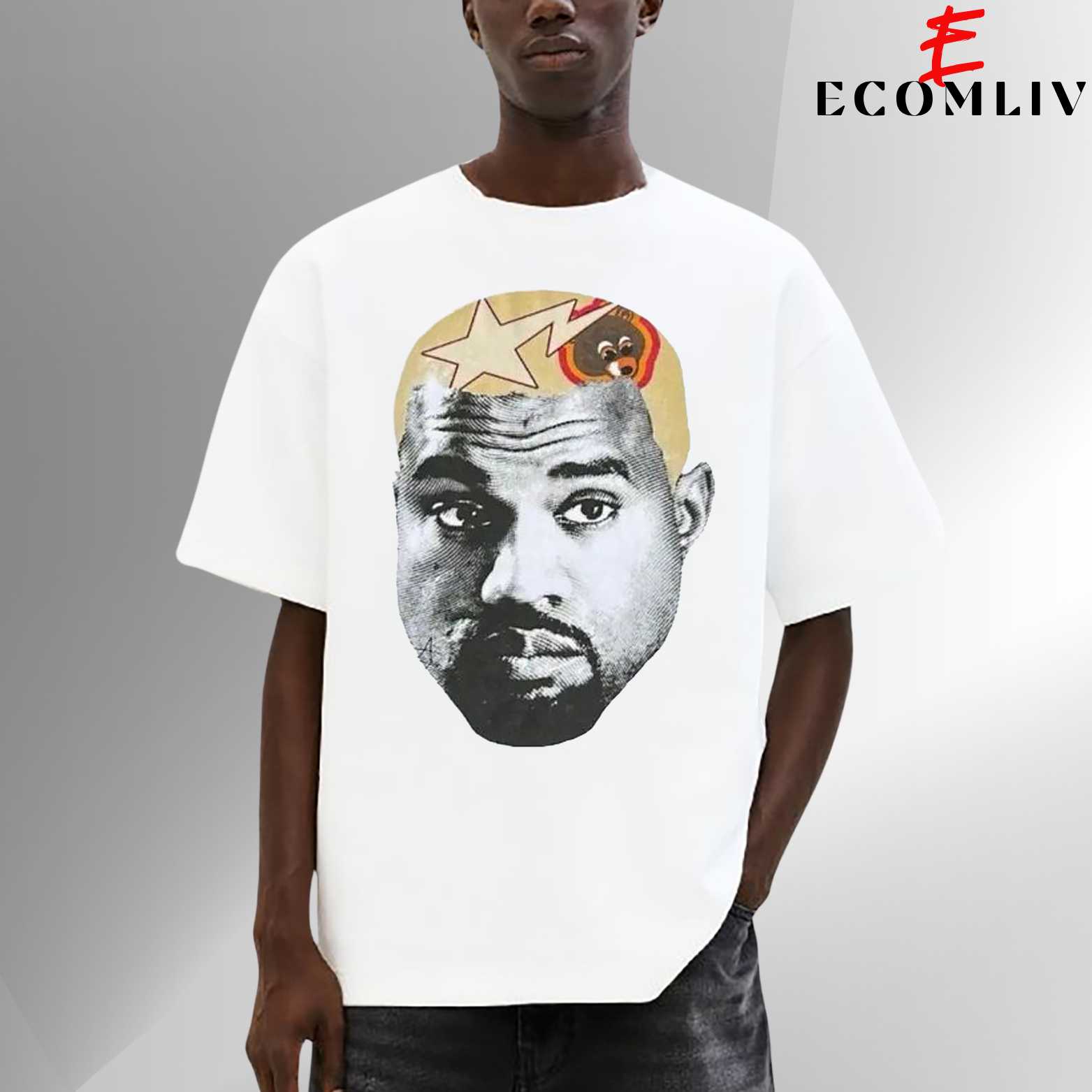 Kanye West Face T-Shirt, Hip Hop Graphic Tee, Unisex Streetwear Shirt